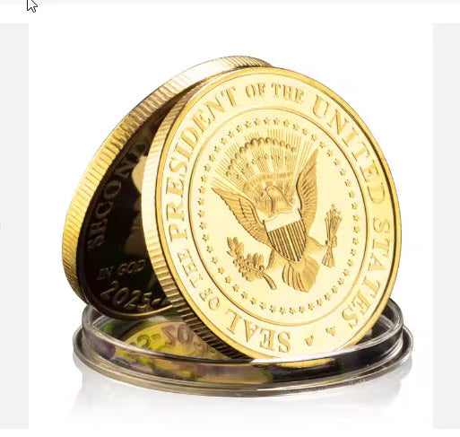 Show Your Patriotism with this Presidential Gold Plated Coin and Case included
