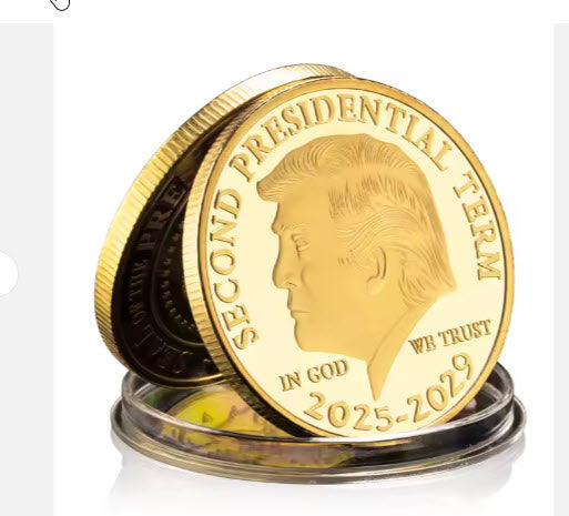 Donald Gold Plated Collectable Coin and Case Included Second Presidential Term 2025 - 2029 Commemorative Coin